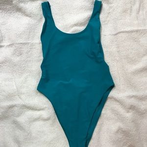 Teal open back aerie one piece